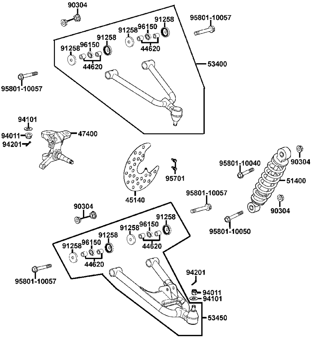 Federbein, Querlenker rechts
