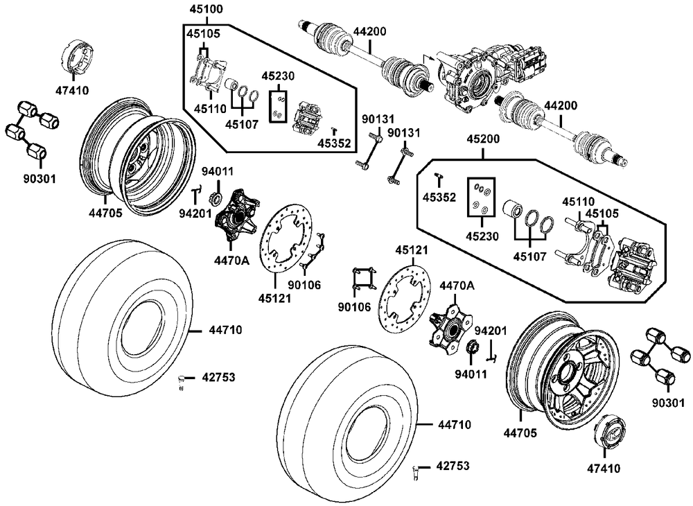 Räder vorne mit Bremse