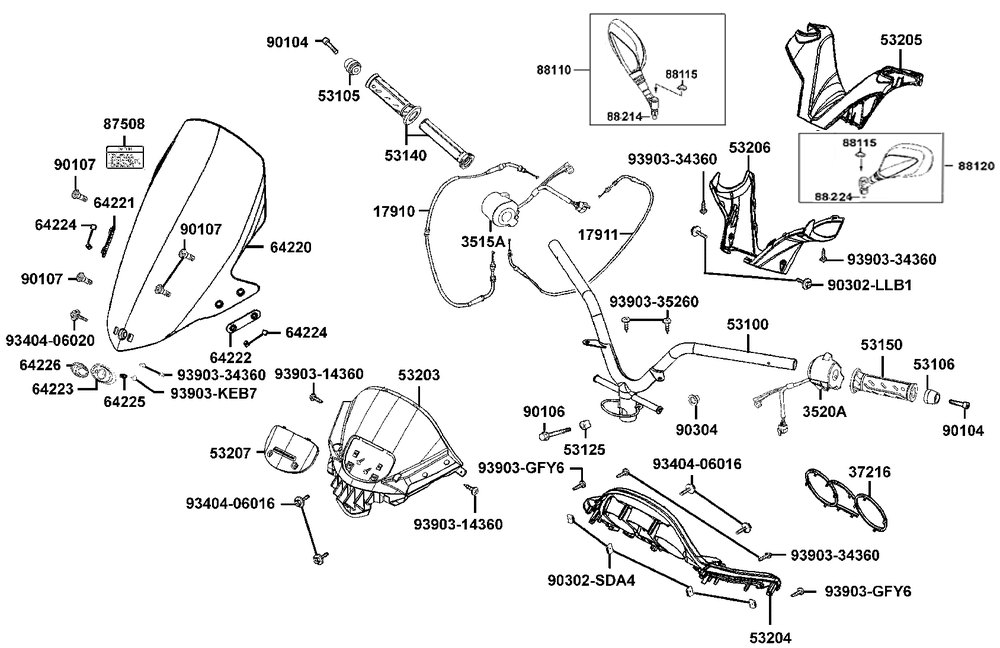 Lenker, Spiegel & Bowdenzüge
