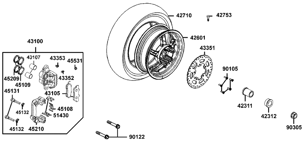 Hinterrad mit Bremse