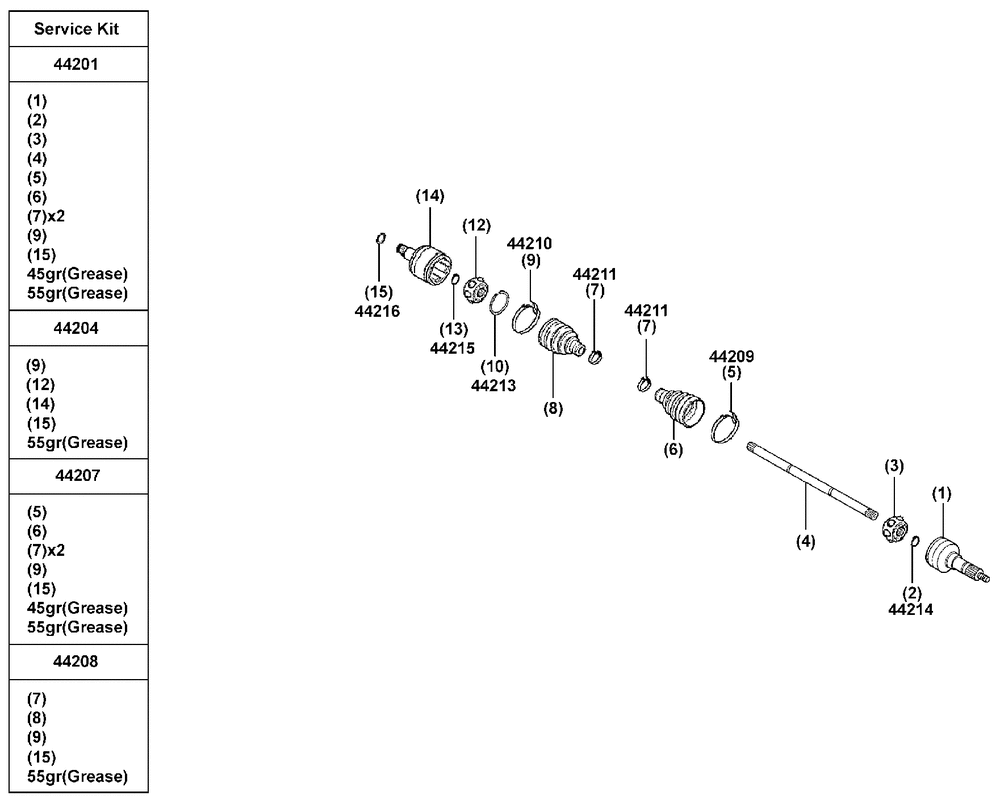 Einzelteile Antriebswelle