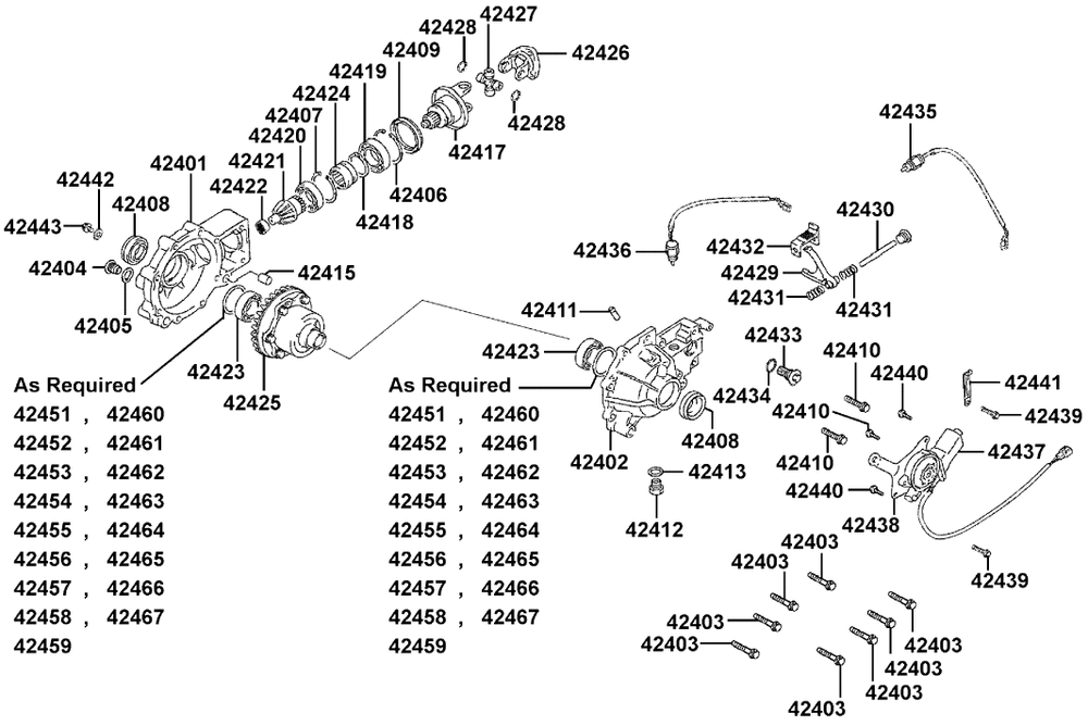Einzelteile Kardangetriebe vorne
