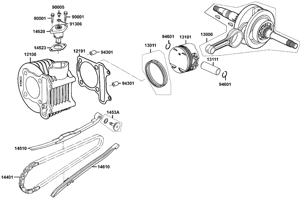 Zylinder, Kolben & Kurbelwelle