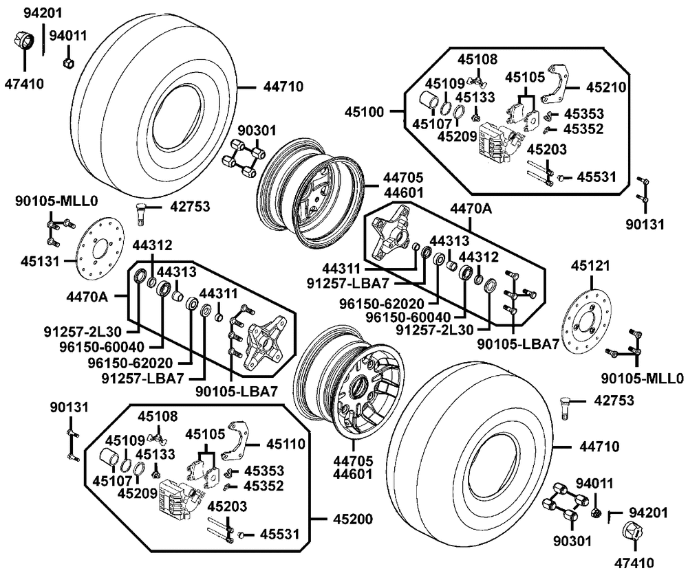Räder vorne mit Bremse
