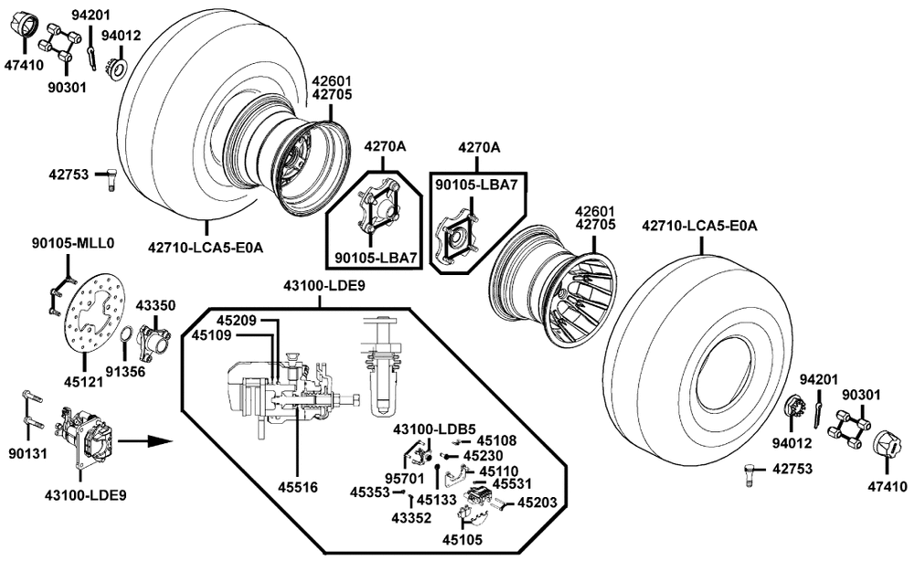 Räder hinten mit Bremse