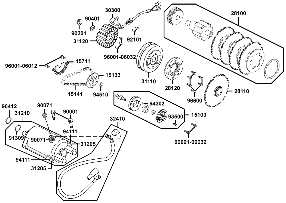 Lichtmaschine-Ölpumpe-Anlasser