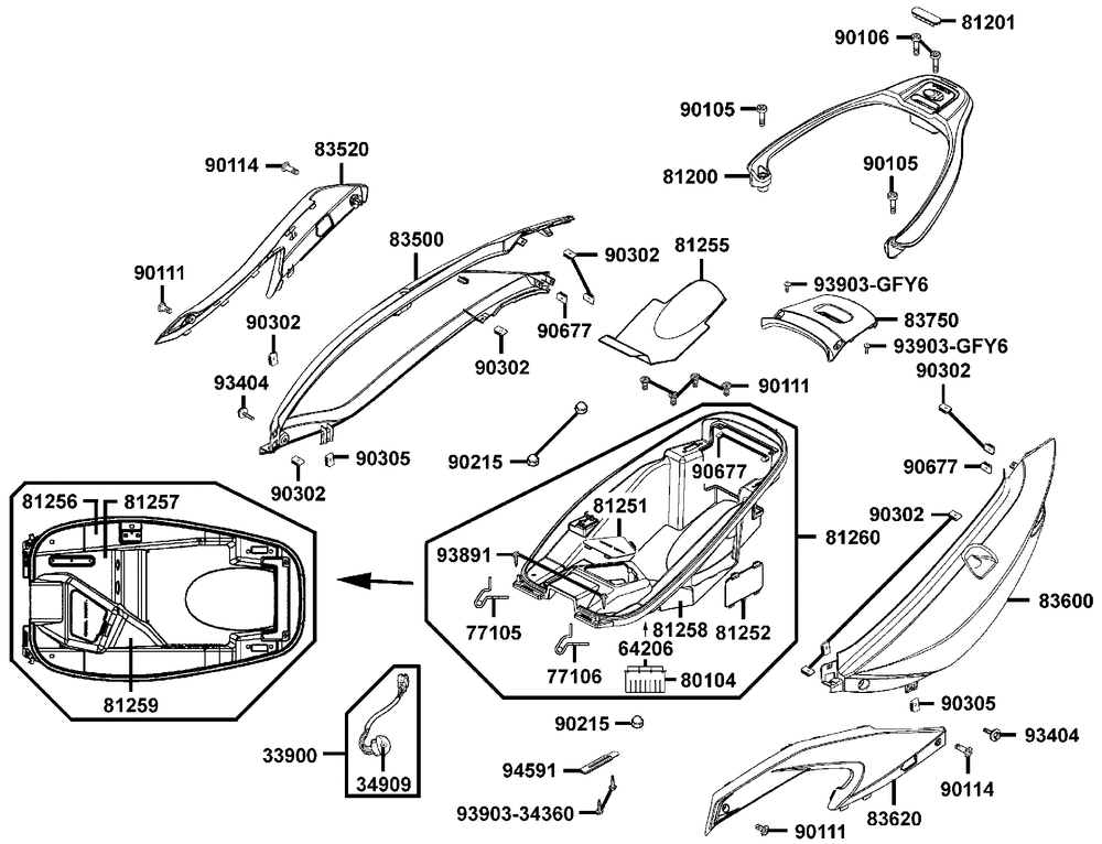 Helmfach - Verkleidung hinten