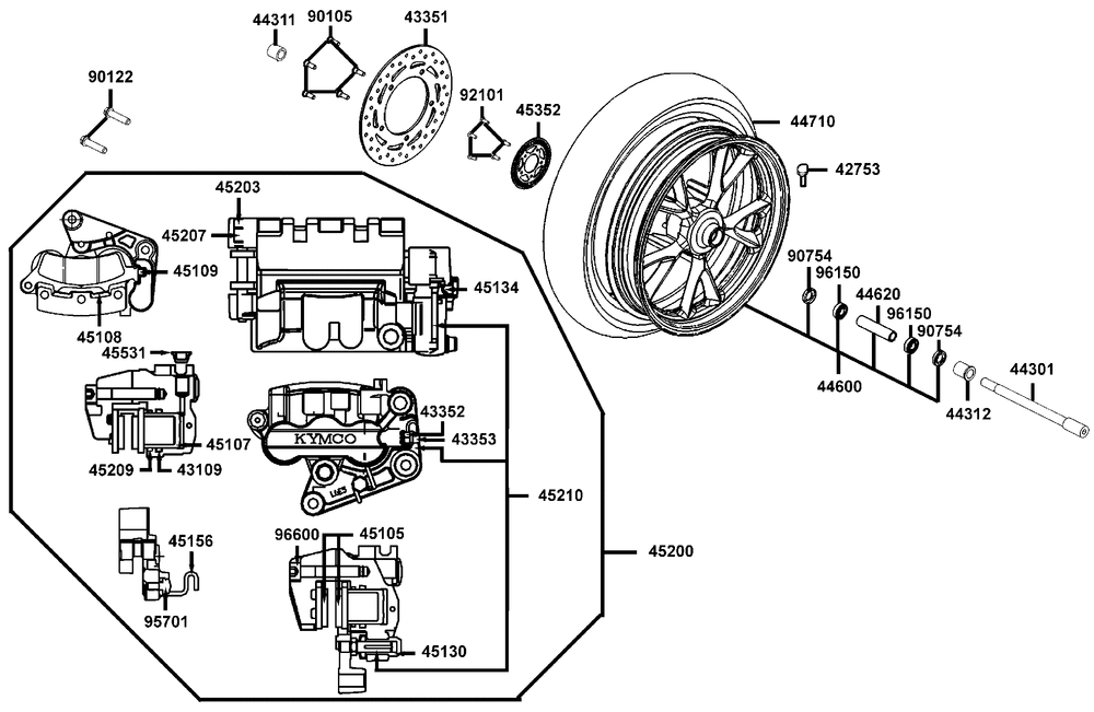 Vorderrad mit Bremsscheibe