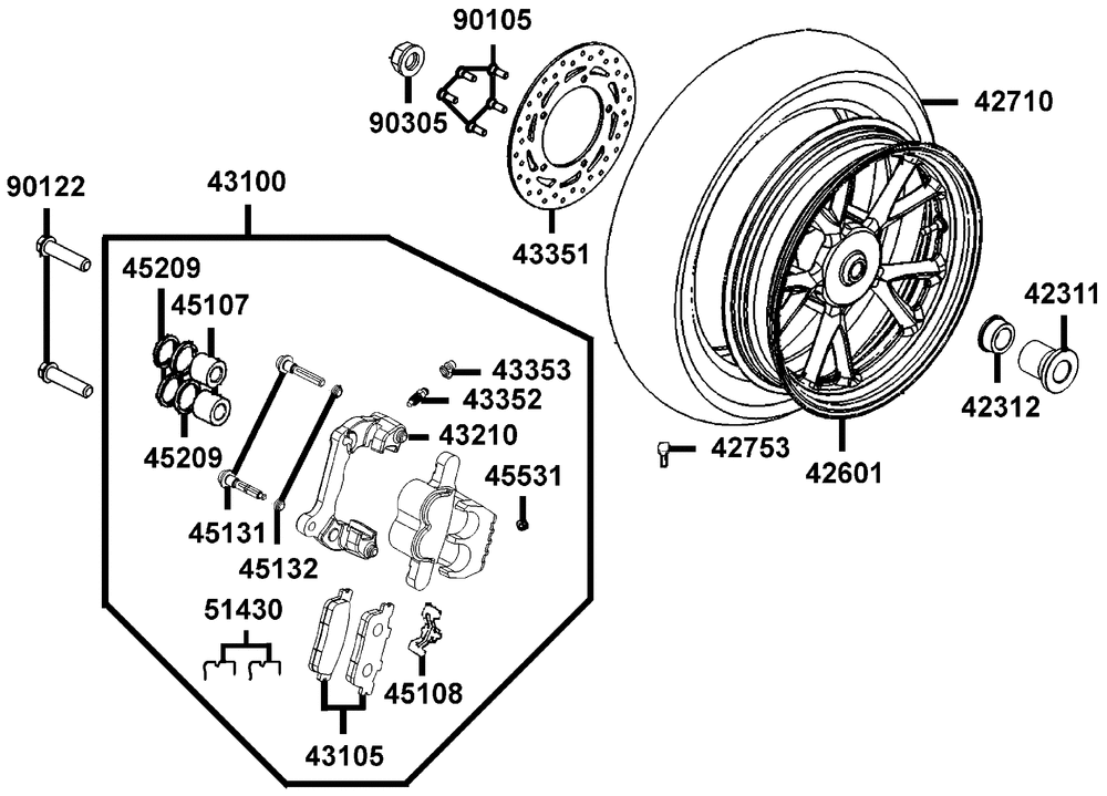 Hinterrad mit Bremsscheibe