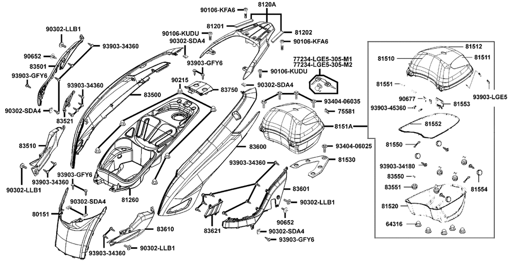 Hintere Verkleidungen-Helmfach