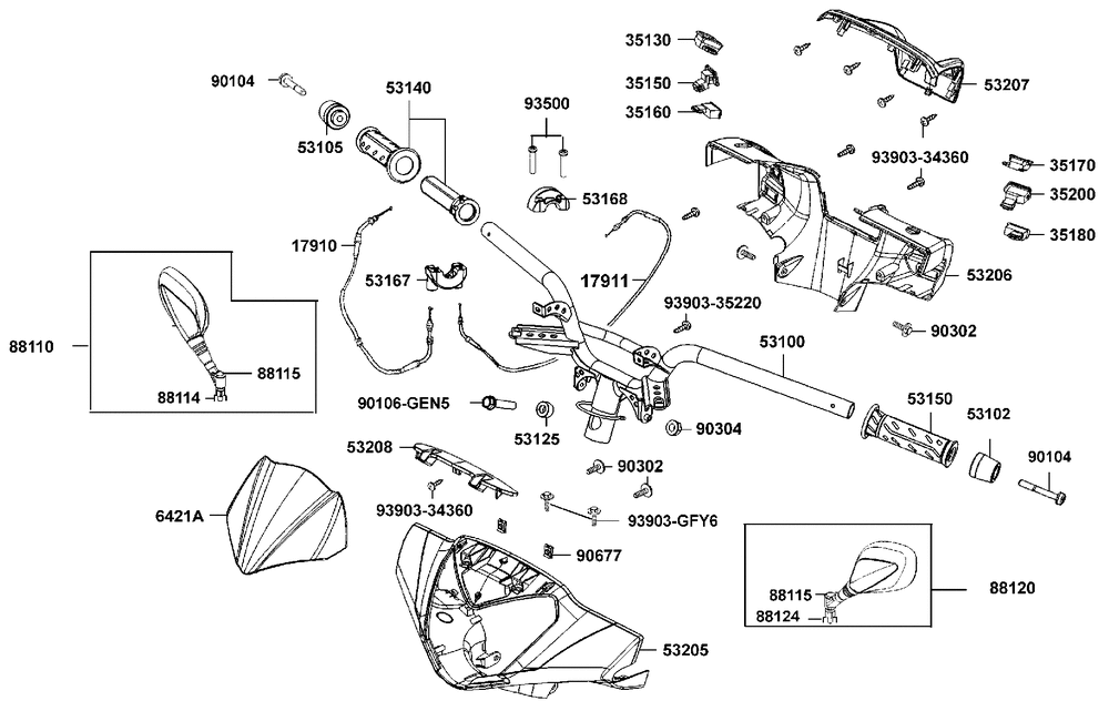 Lenker, Spiegel & Bowdenzüge