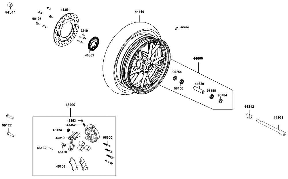 Vorderrad mit Bremsscheibe