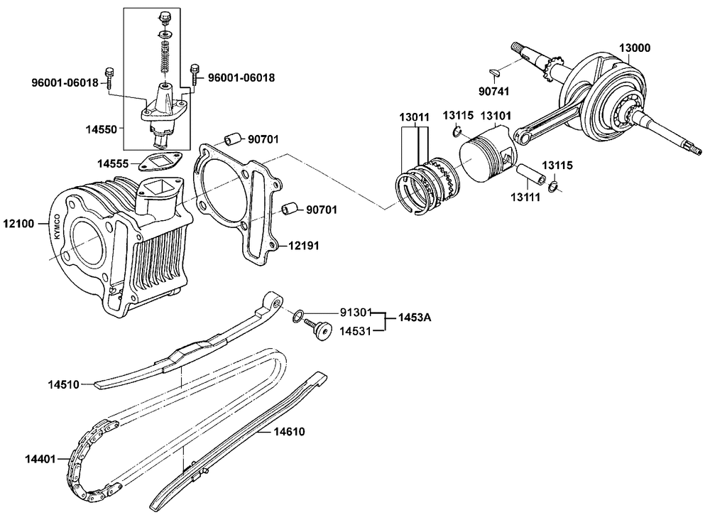 Zylinder, Kolben & Kurbelwelle