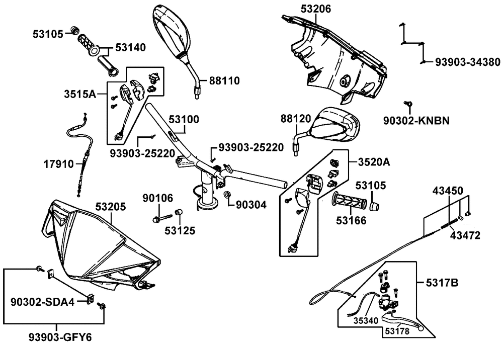 Griffe, Spiegel, Lenker & Lenkerverkleidung