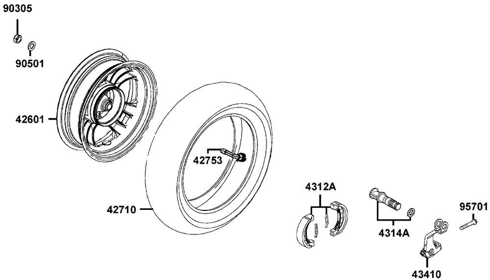 Hinterrad mit Bremse