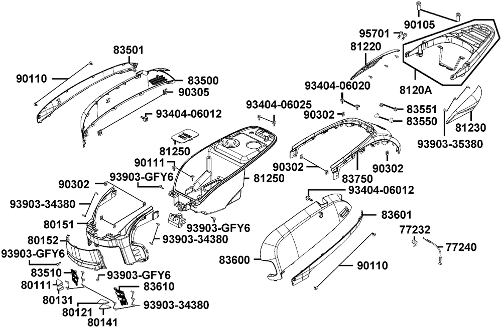 Hintere Verkleidungen & Helmfach