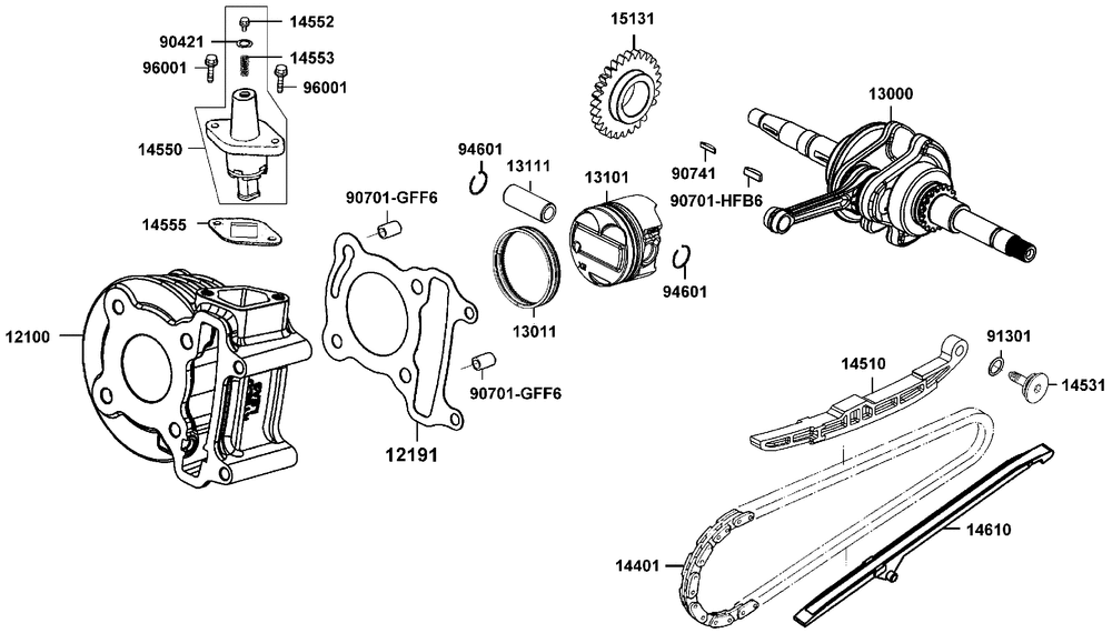 Zylinder, Kolben & Kurbelwelle