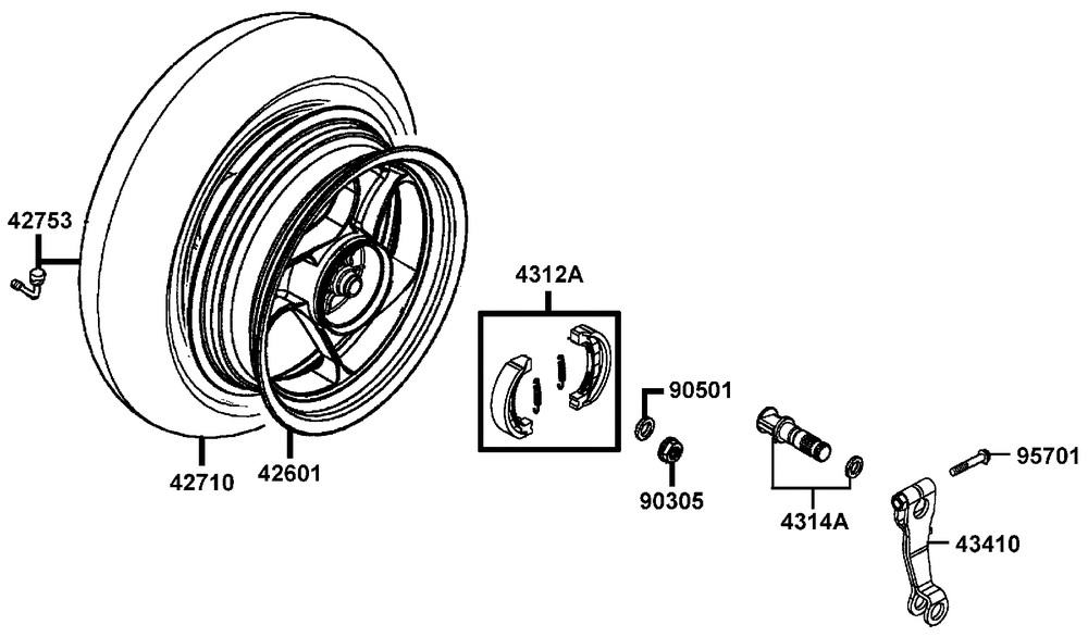 Hinterrad mit Bremse