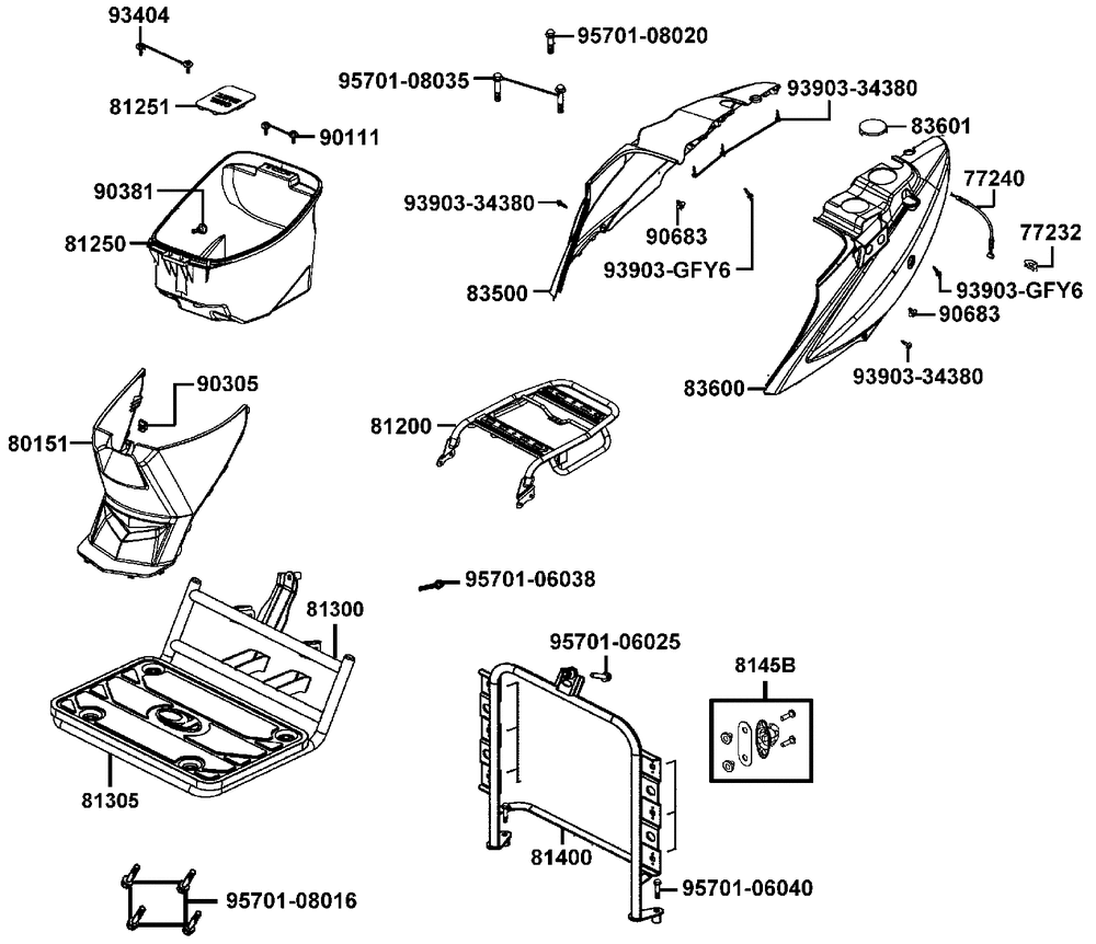 Verkleidungen hinten, Helmbox & Gepäckträger