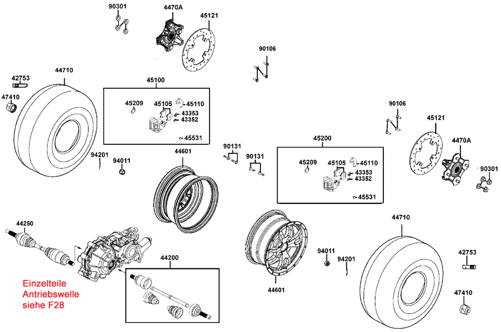 Räder vorn-Bremse-Antriebswelle