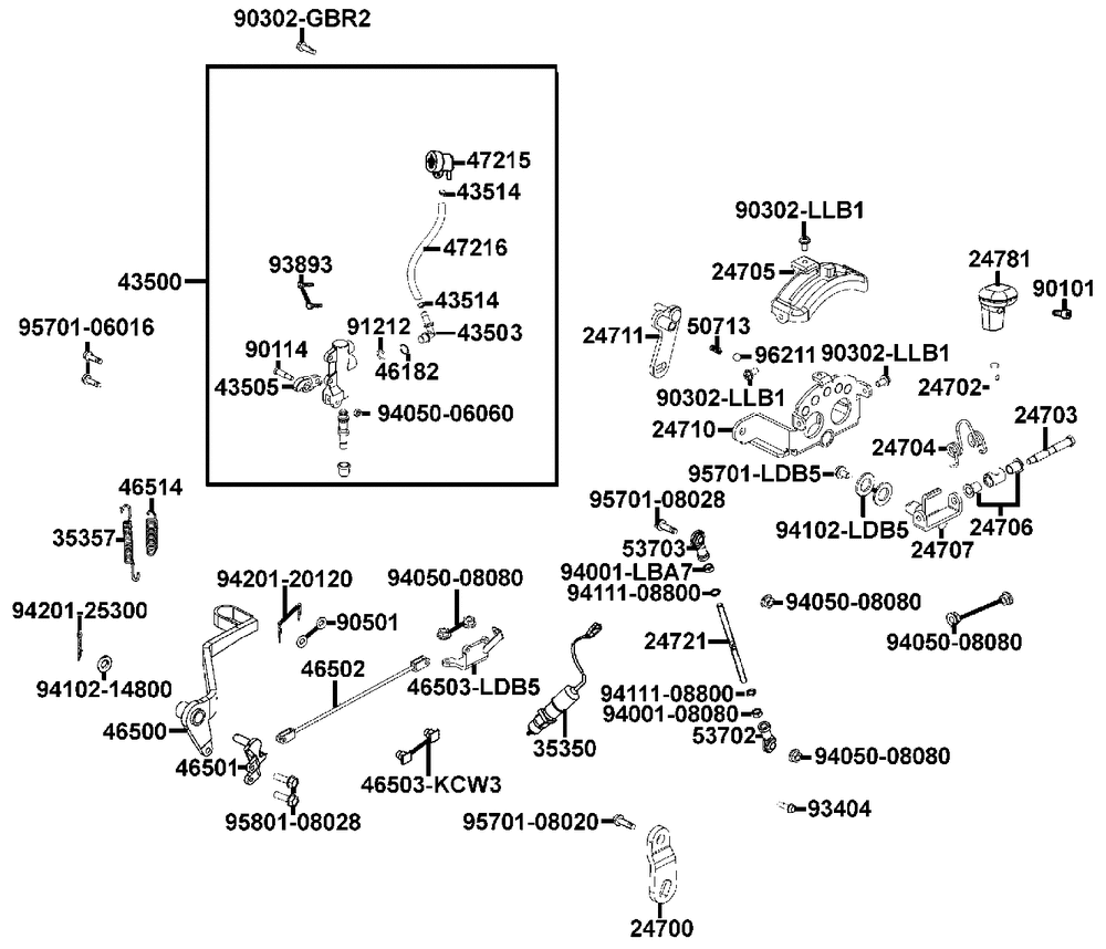Hauptbremszylinder hinten & Schalthebel, Fußbremse