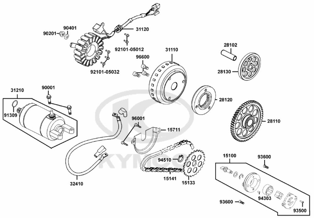Lichtmaschine, Ölpumpe & Anlasser
