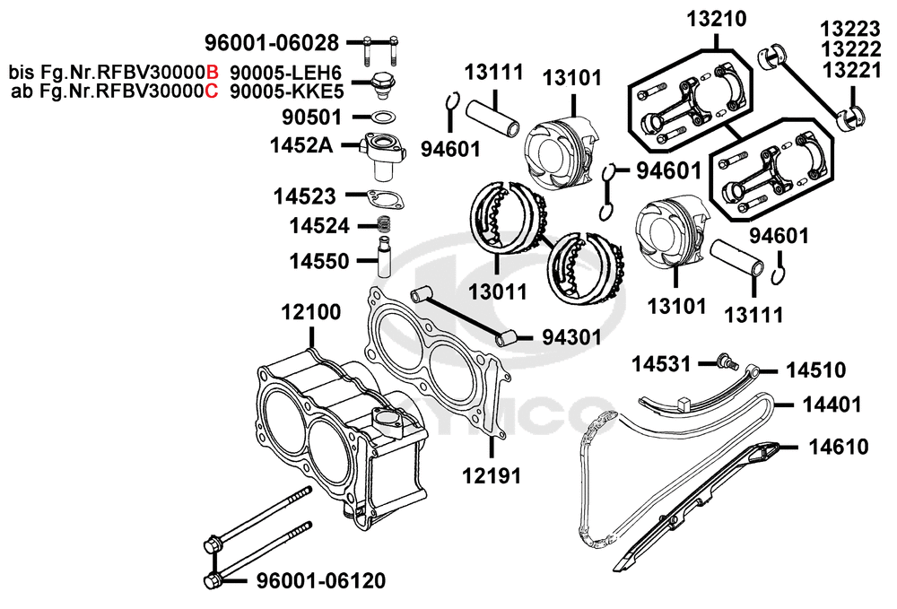 Zylinder, Kolben & Pleuel