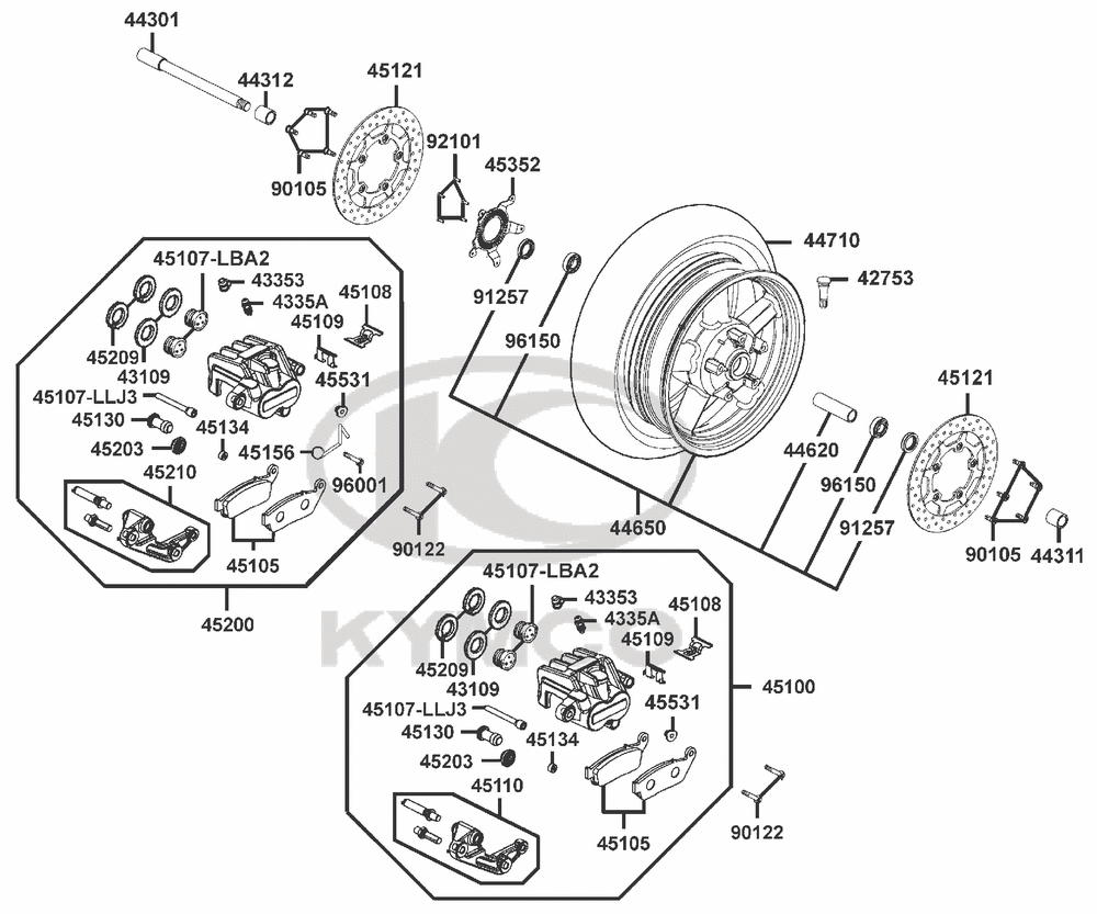 Vorderrad-Bremssattel-Scheibe