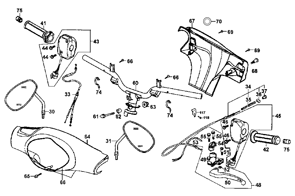 Lenker, Bowdenzüge & Spiegel