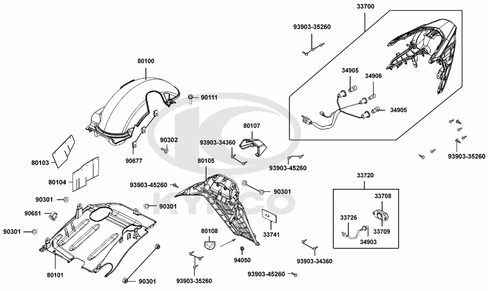 Rücklicht, Spritzschutz & hinter