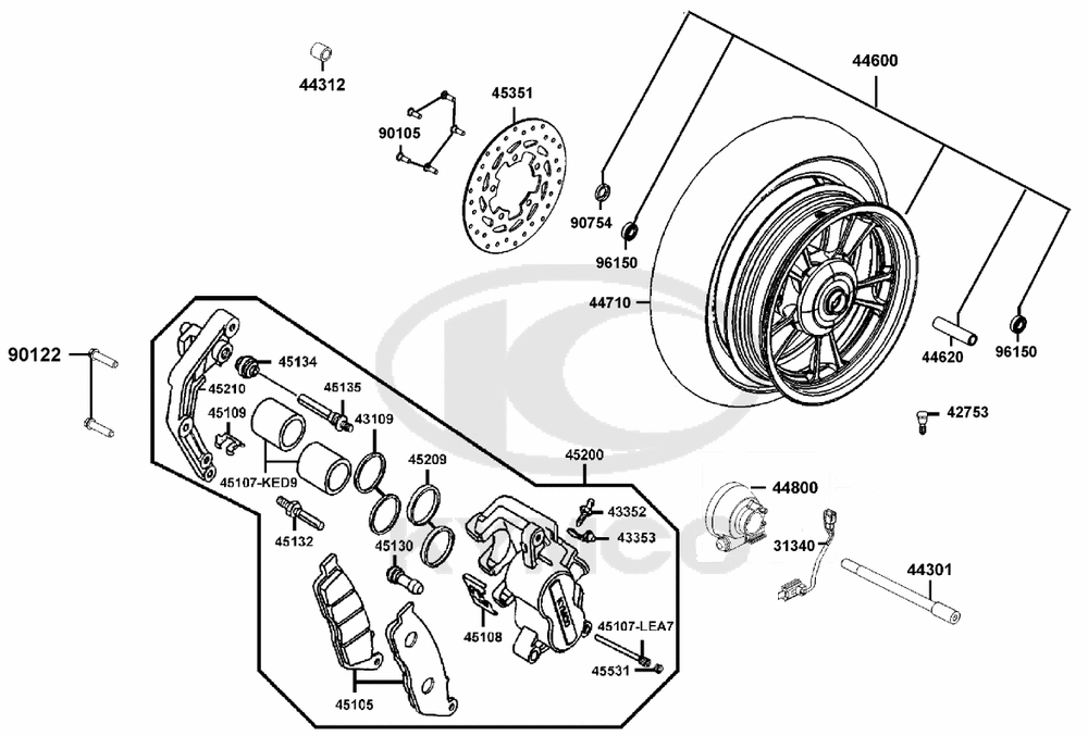 Vorderrad mit Bremssattel