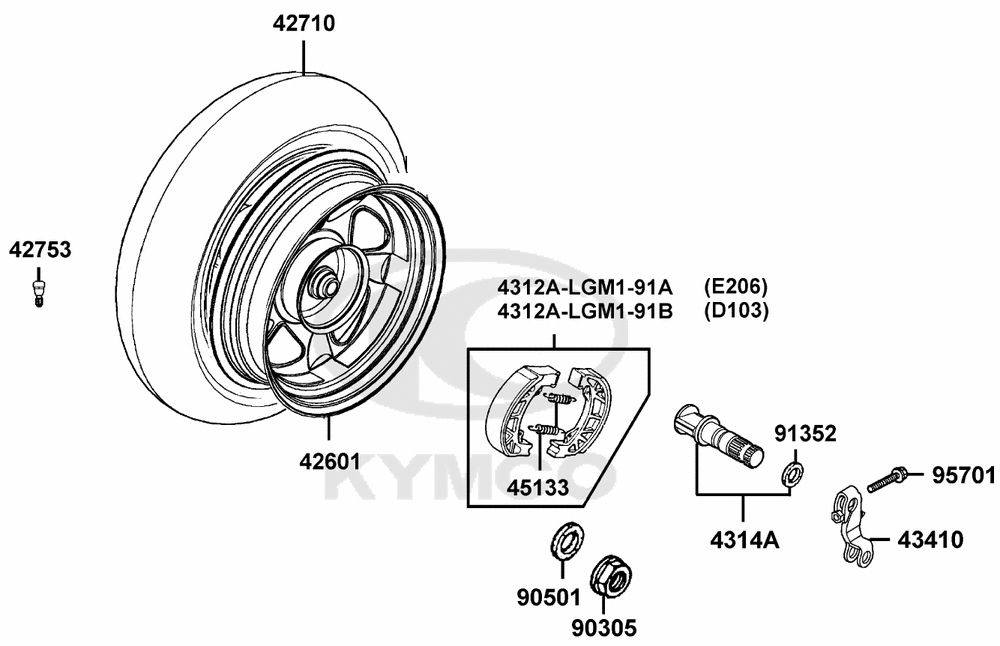 Hinterrad mit Bremse