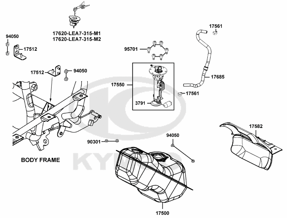 Benzintank, Benzinpumpe & Tankschloss