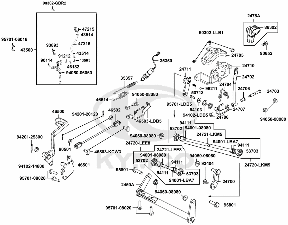 Hauptbremszylinder hinten, Schalthebel & Fußbremse
