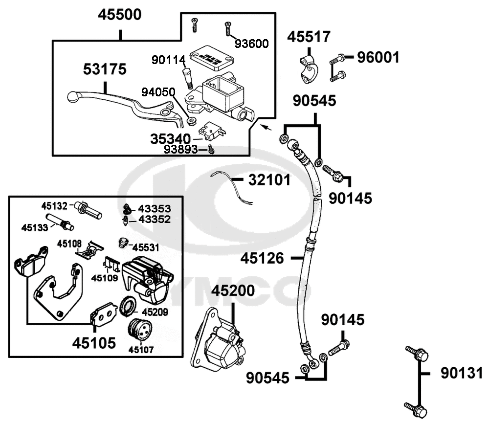 Hauptbremszylinder, Bremssattel & Bremsschlauch vorne
