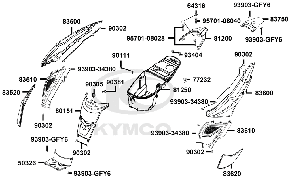 Hintere Verkleidung & Helmfach