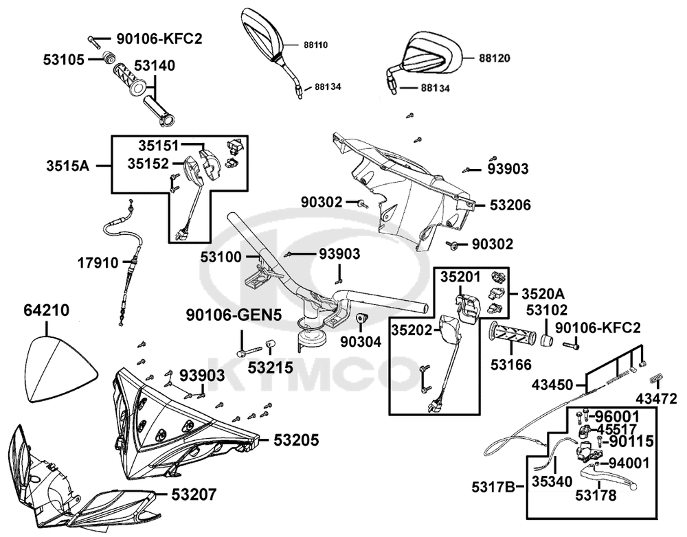 Lenker,Spiegel,Bowdenzüge & Lenkerverkleidung