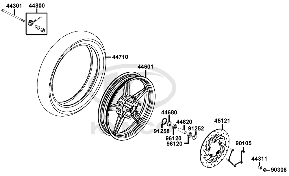 Vorderrad mit Bremsscheibe
