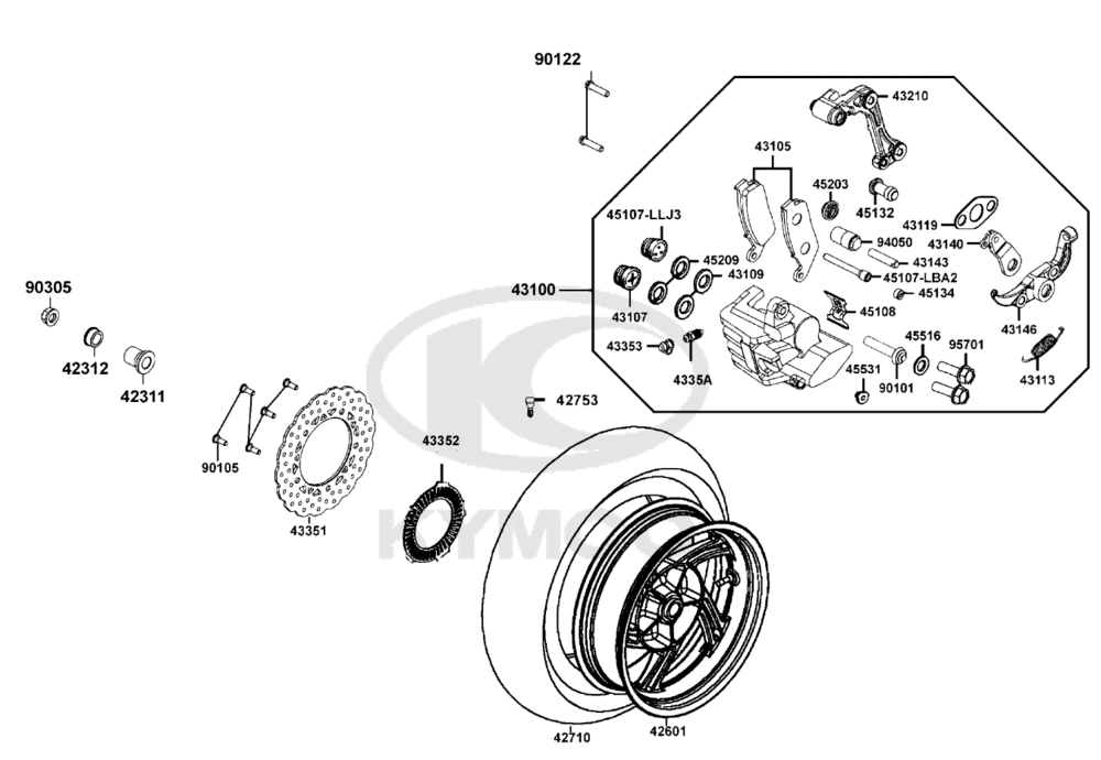 Hinterrad mit Bremse
