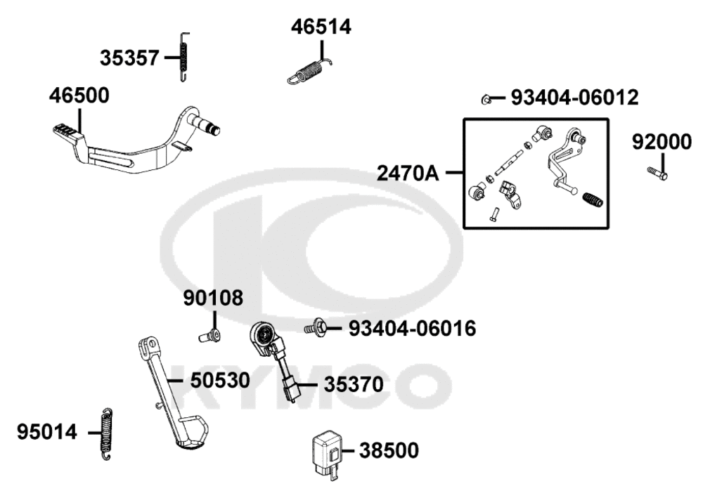 Seitenständer, Fußbremshebel & Schalthebel