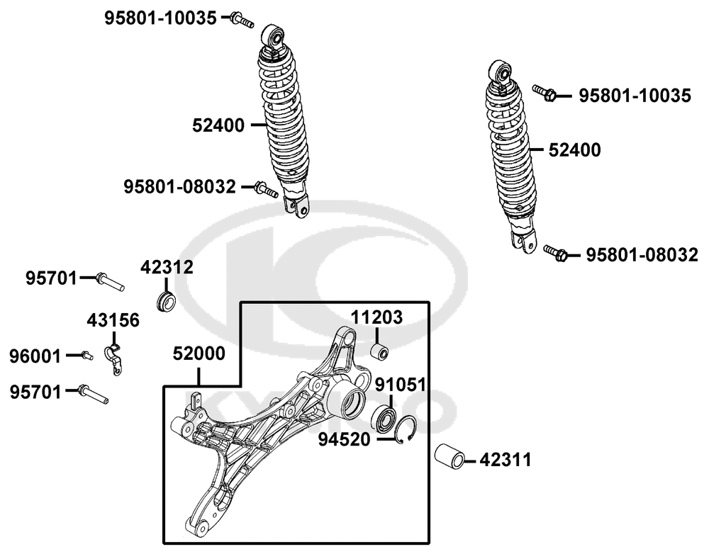 Federbein & Schwingarm hinten