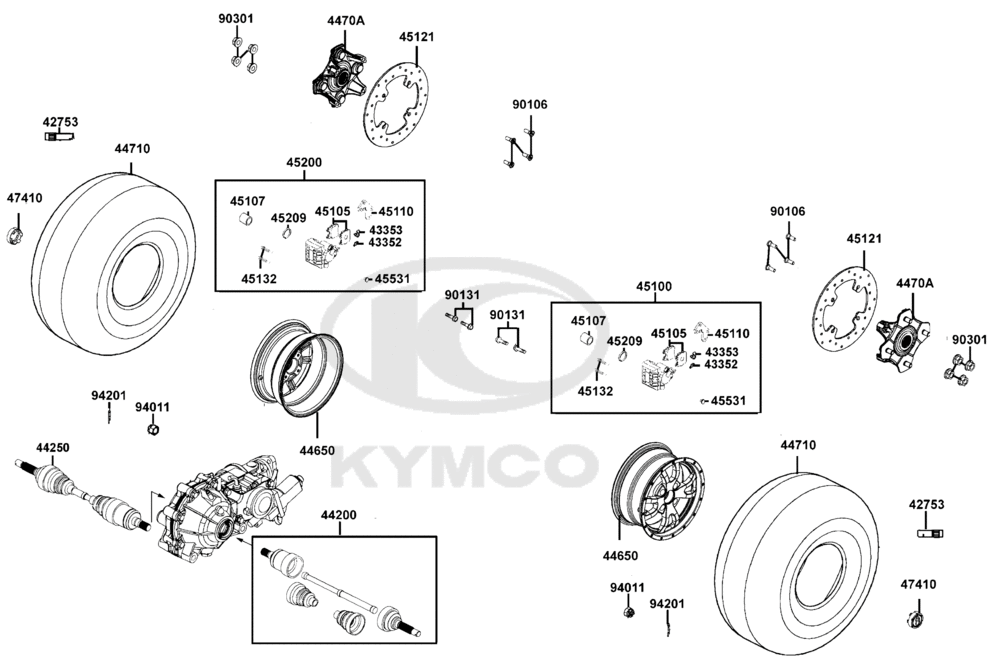 Räder vorne mit Bremse & Antriebswelle