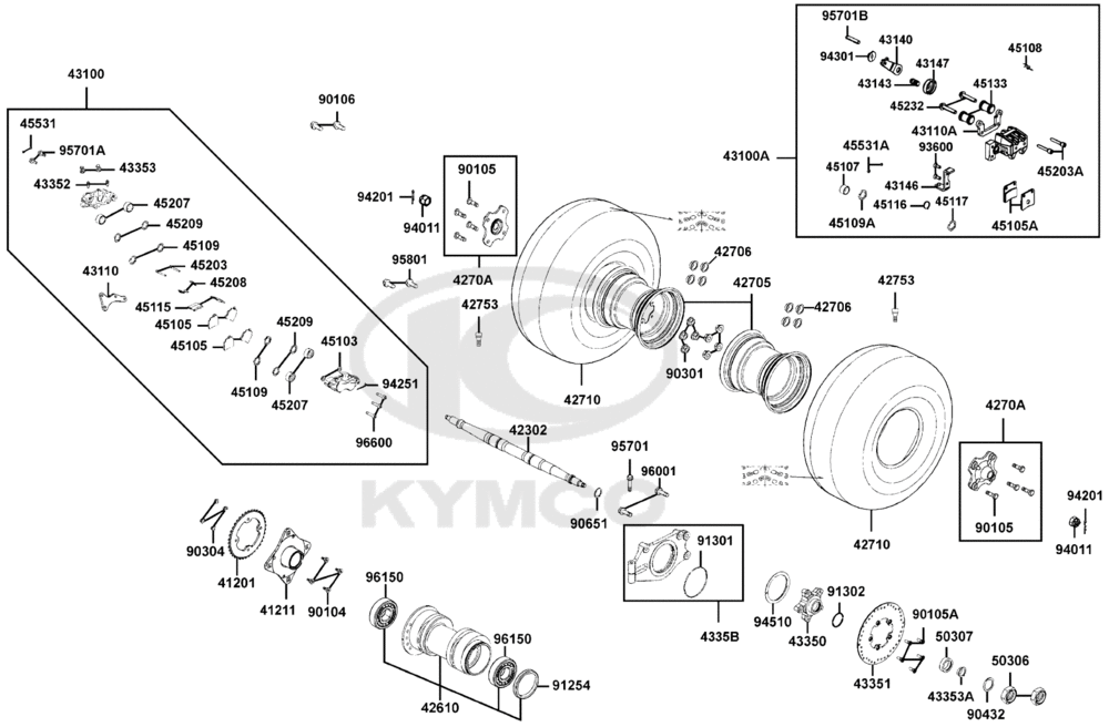 Räder hinten, Antrieb mit Bremse