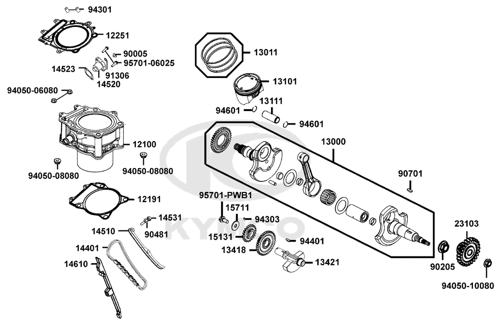 Zylinder-Kurbelwelle-Steuerkette