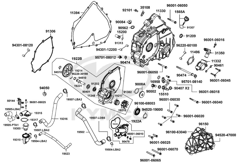 Gehäusedeckel links, Wasserpumpe