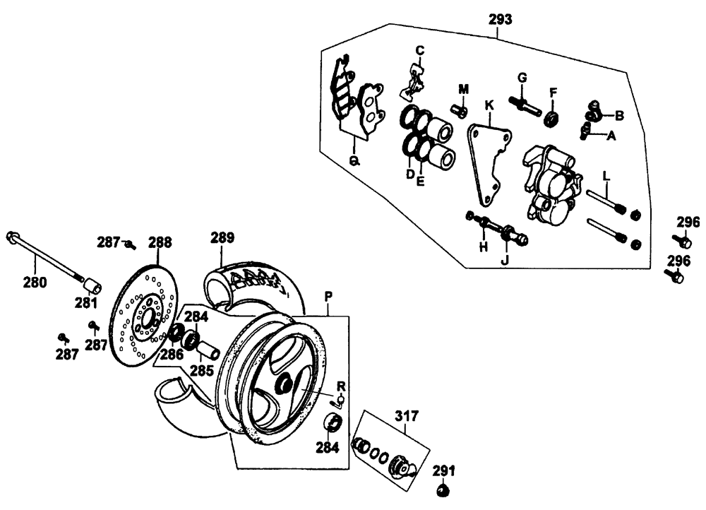 Vorderrad mit Bremssattel