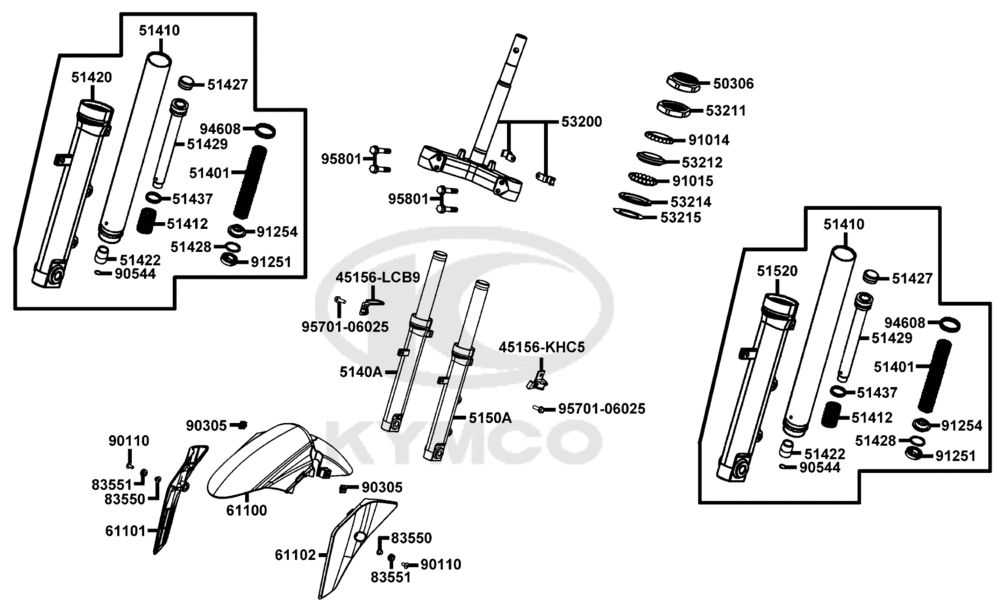 Gabel, Gabeljoch, Lenkkopflager 