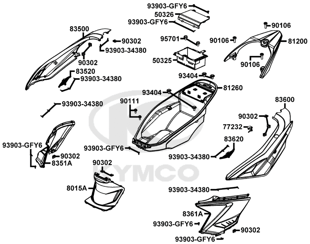 Hintere Verkleidung & Helmfach