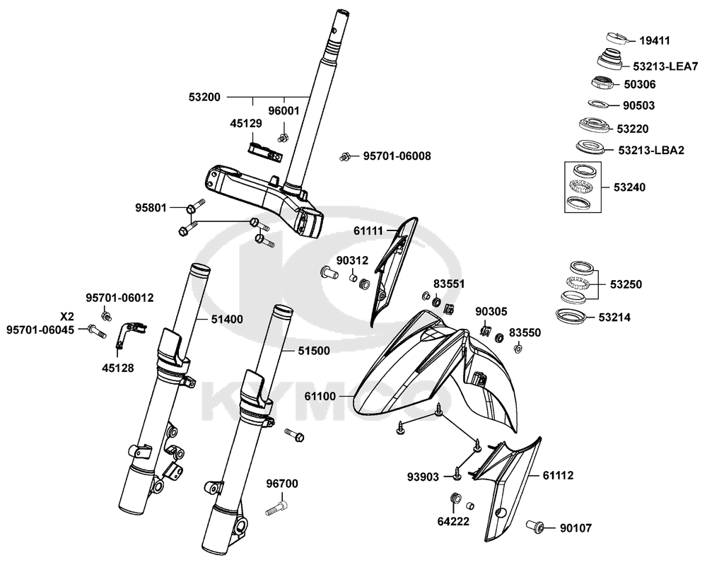 Gabelholm, Gabelbrücke, Lenkkopf