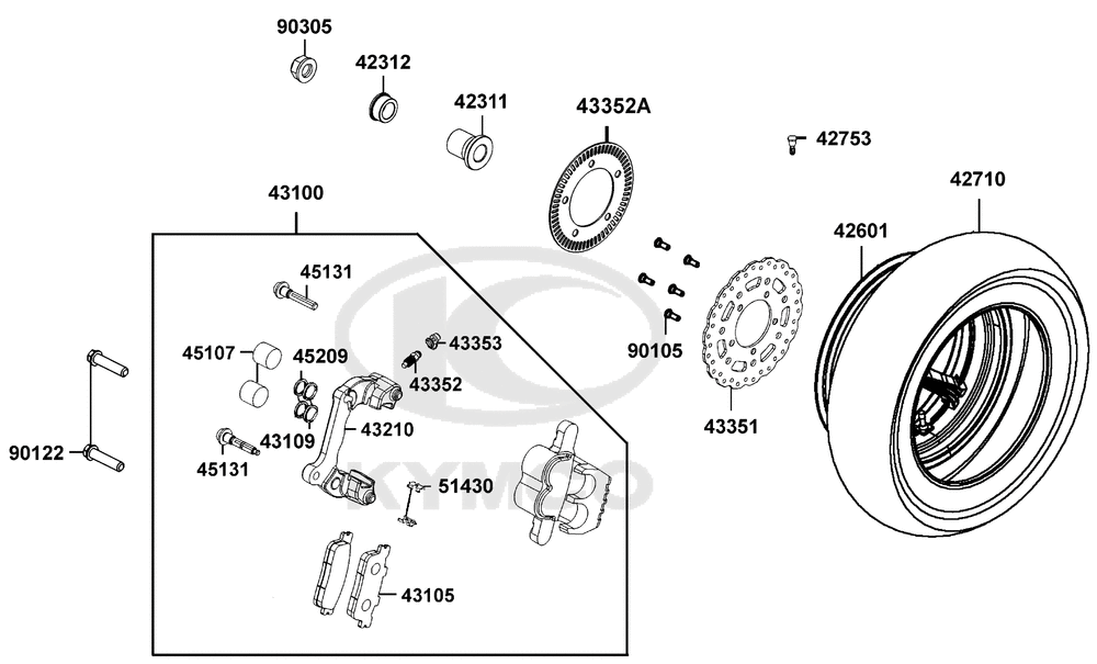 Hinterrad mit Bremse